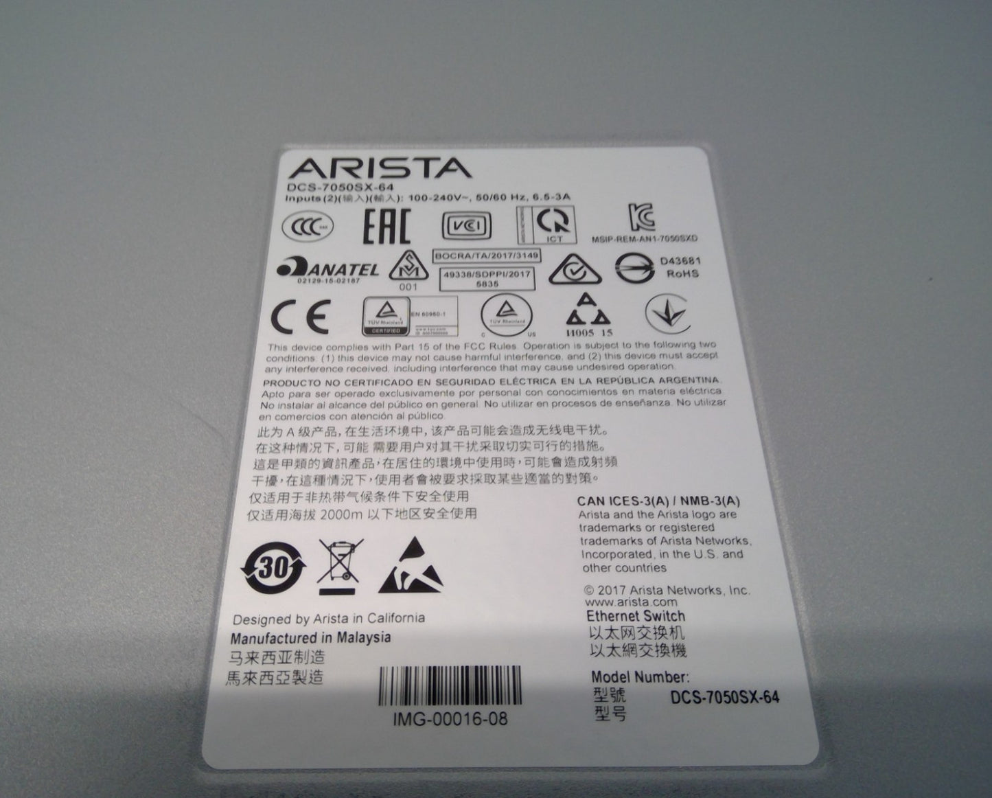 Arista DCS-7050SX-64-F 48x 10G SFP+ 4x 40Gb QSFP Ports Ethernet Switch Warranty