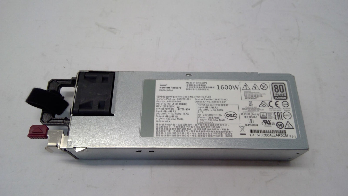 HP 863373-001 FLEX 1600W Platinum PSU For ProLiant 10G Servers 830270-201