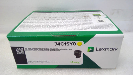 New Genuine Lexmark 74C1SY0 Yellow Standard Toner Cartridge CS720 CS725