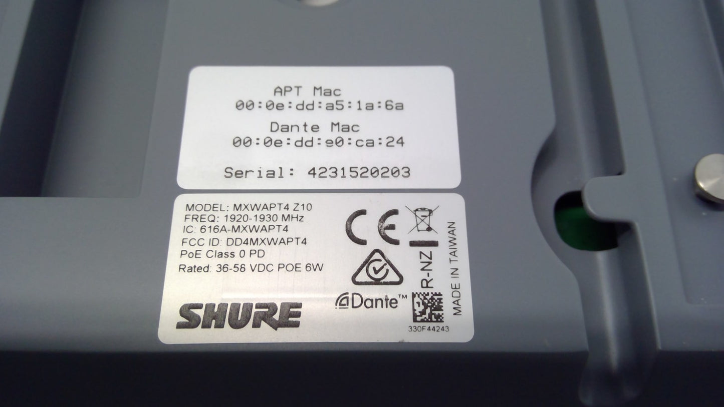Shure MXWAPT4 Z10 1920-1930MHz 4-Channel Access Point Transceiver
