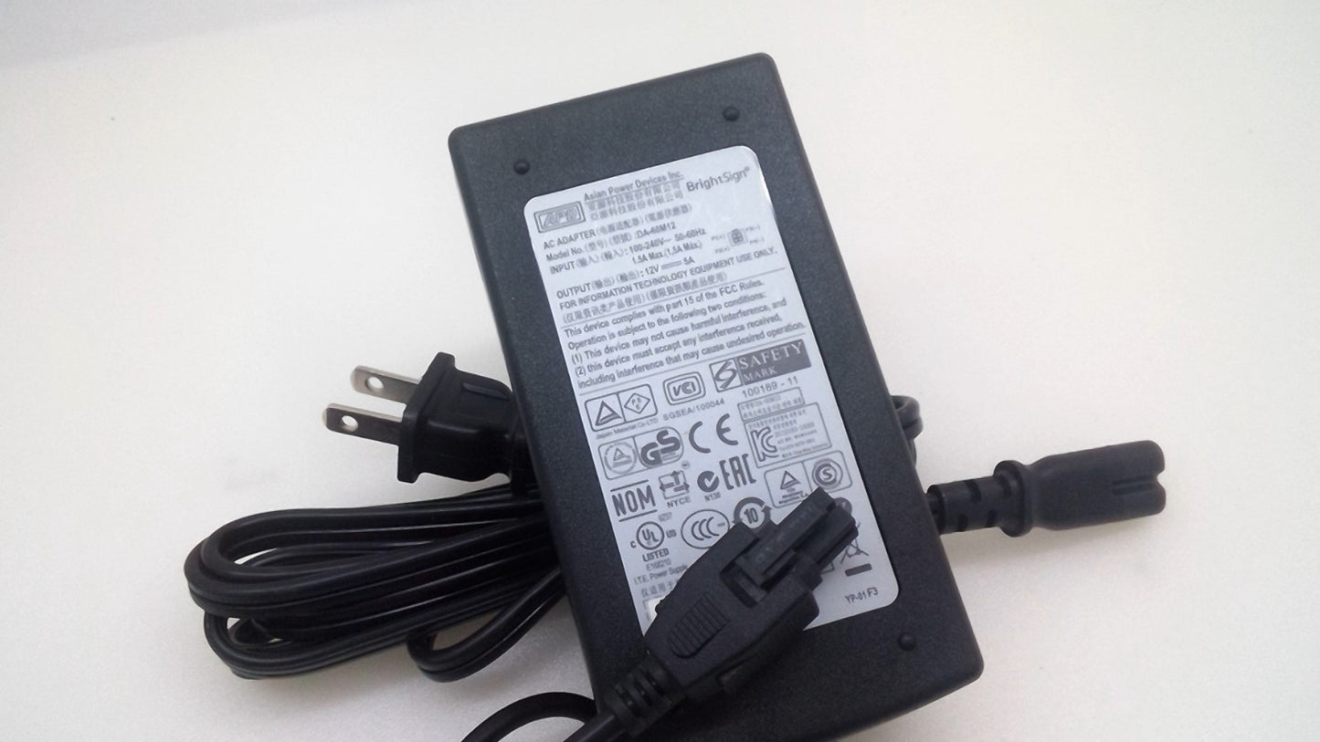 Genuine Asian Power Devices 4 pin Power adopter Model DA-60M12 12V 5A