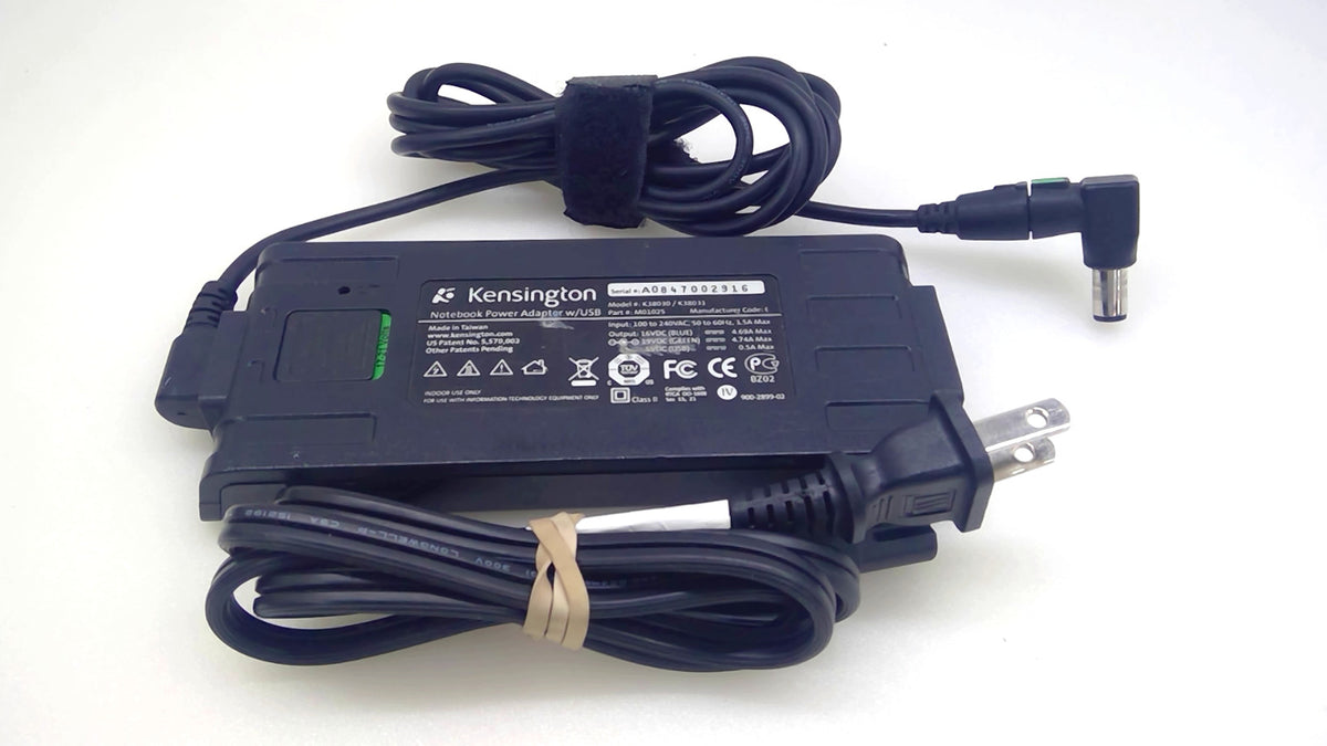 Kensington K38030 K38031 16V 19V Notebook Power Adapter w/ USB M01025