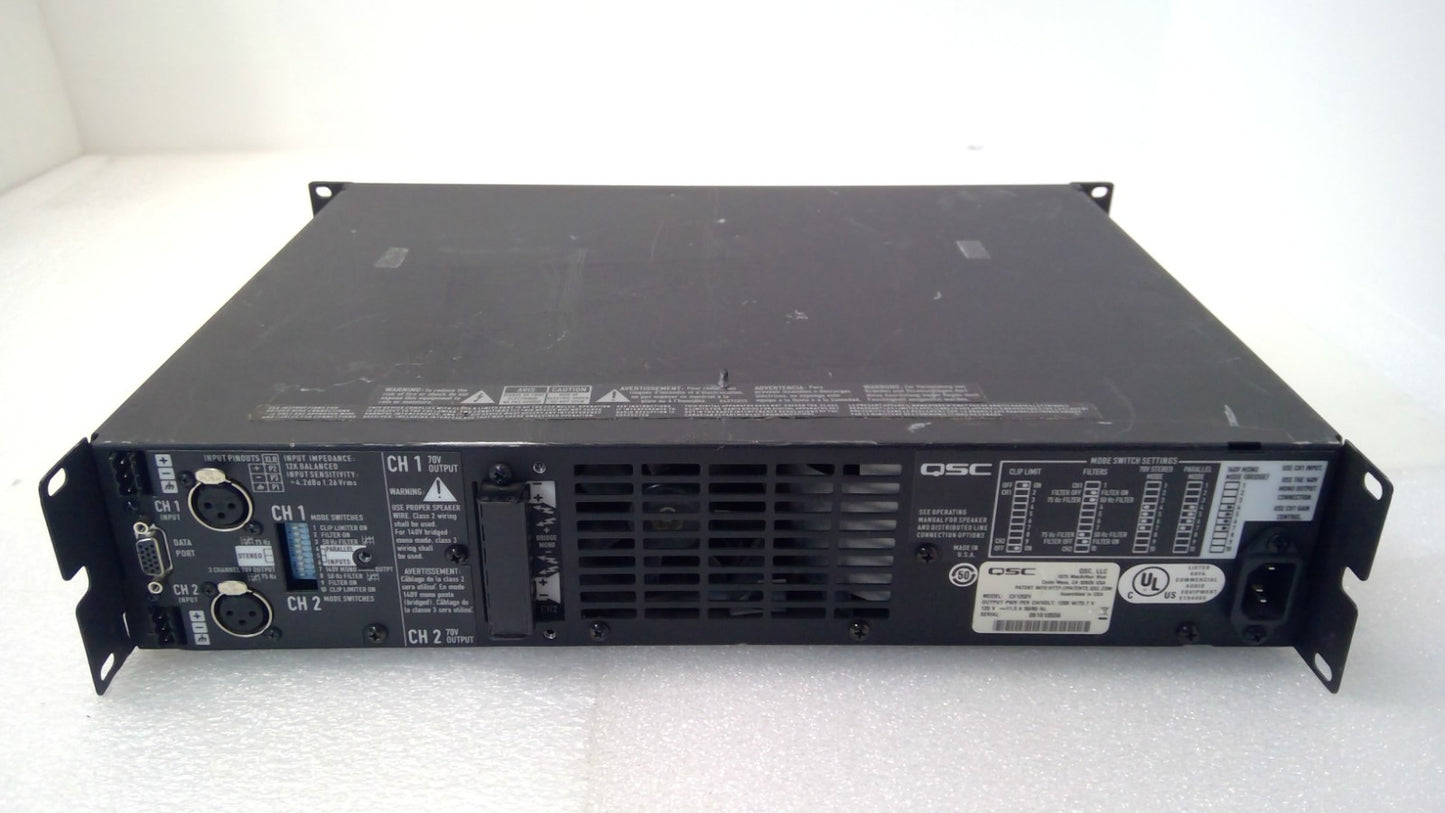 QSC CX1202V 1200W 70V 2-Channel Power Amplifier CG011ZY  W/Power Cord ~Tested