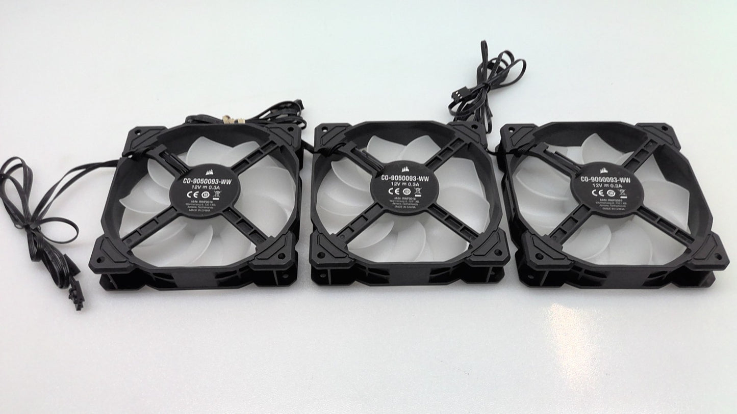 Lot of 3 Corsair Case Fans SP120 12V 0.3A  RWF0016 CO-9050093-WW RGB
