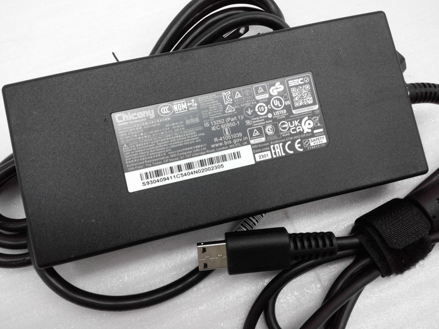 Original Chicony 240W A20-240P2A USB MSI GE66 GE76 GE77 Vector GP76 WE76 Charger