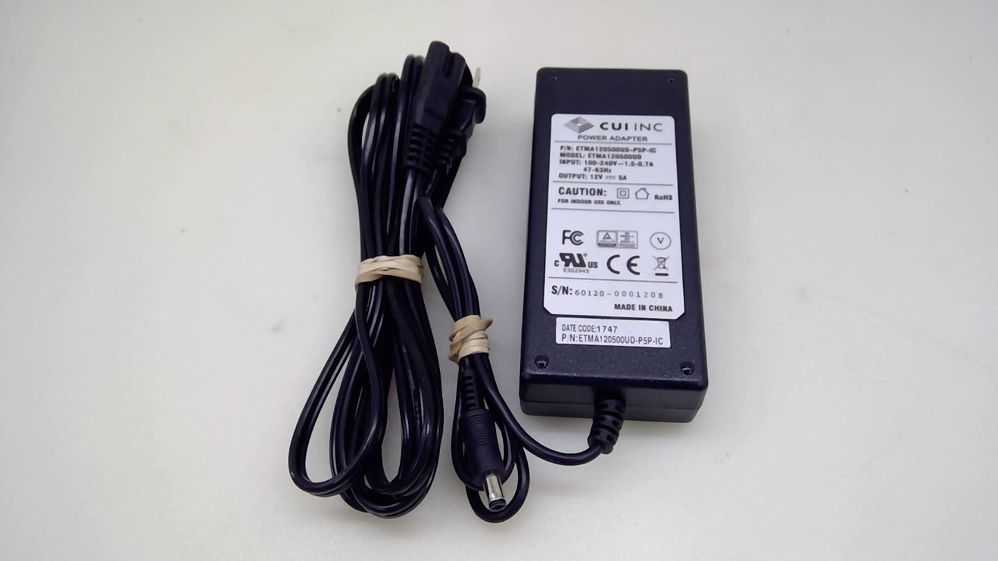 Genuine CUI ETMA120500UD-P5P-IC 12V 5A 60W Power Adapter 5.5x2.1mm