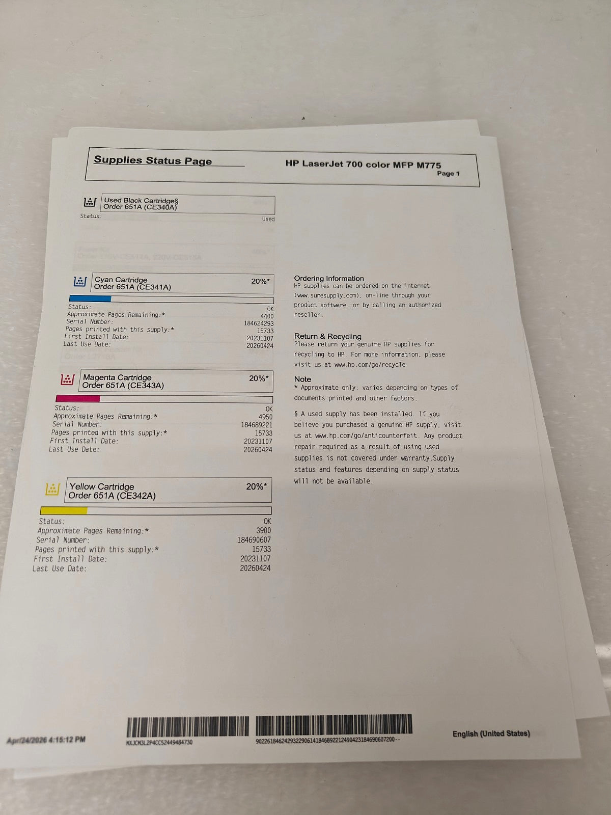 HP LaserJet Enterprise 700 Color MFP M775dn | Print/Scan/Copy | *Read Details*