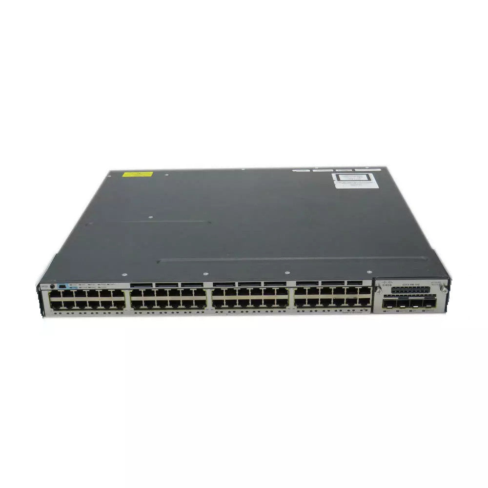 Cisco WS-C3750X-48PF-S 48 Port PoE Gigabit Switch w/ C3KX-NM-10G & Dual 1100WAC