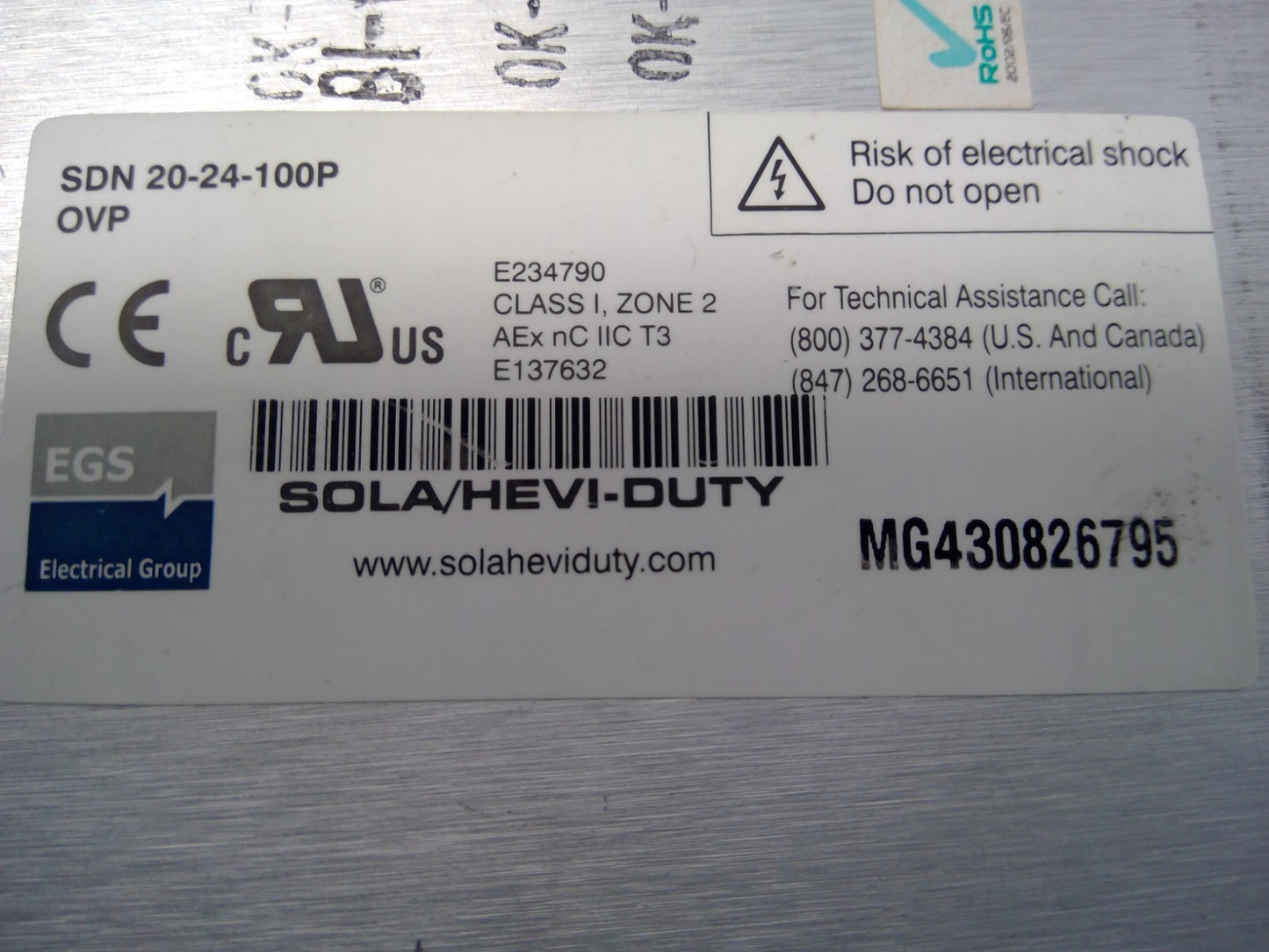 SOLA SDN 20-24-I00P Power supply 20A 24VDC