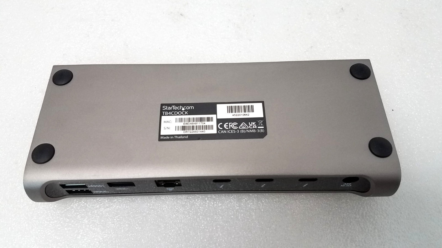 Startech TB4CDOCK Thunderbolt 4 Docking Station 96W Dual Monitor 4k /No AC