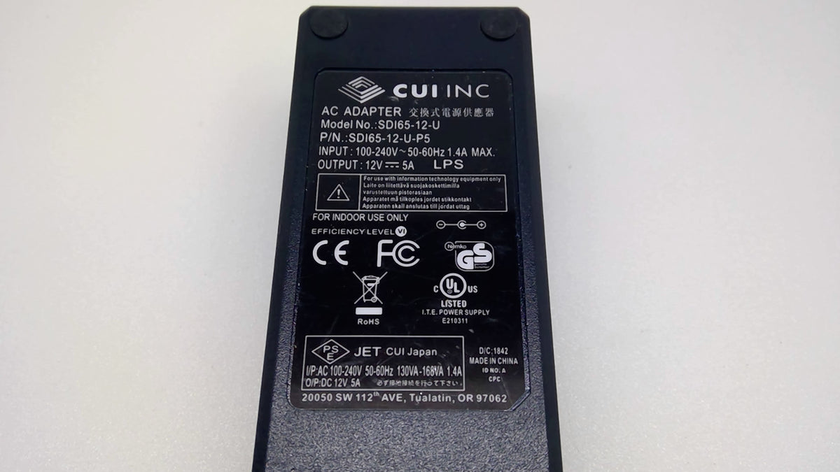 CUI SDI65-12-U-P5 60W 12V 5A AC/DC Power Adapter 5.5x2.1mm