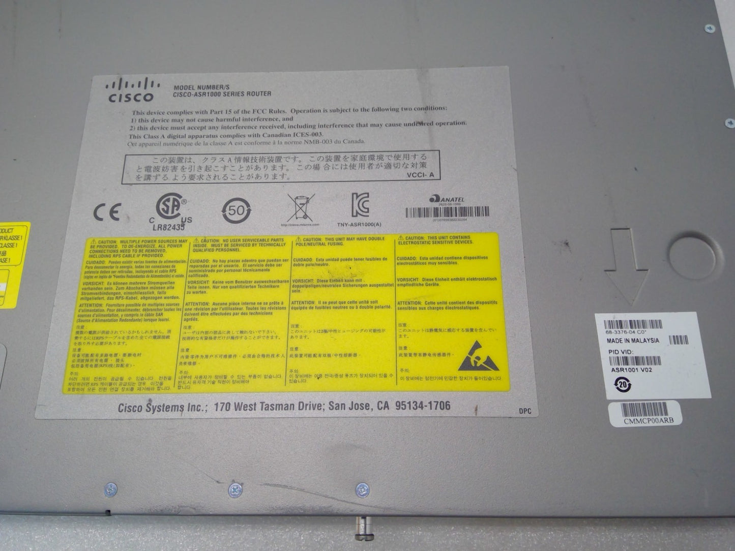 Cisco ASR1001 Aggregation Services Router 4 Built-in GE Ports Dual AC/Power