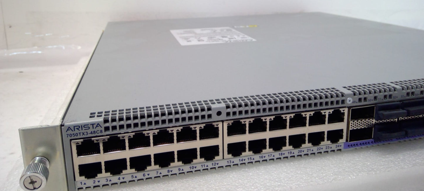 Arista DCS-7050TX3-48C8-F 48x 10G-T & 8x QSFP100 Network Switch 7050X3 Series
