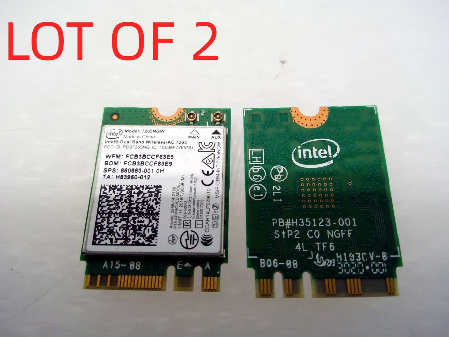 LOT OF 2 860883-001 7265NGW GENUINE HP Wireless-AC 802.11ac M.2 BLUETOOTH CARD
