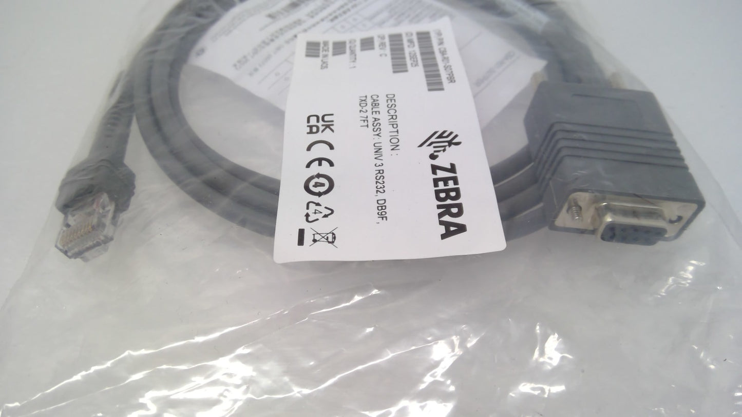 Zebra CBA-R01-S07PBR Shielded USB Data Transfer Cable RS2332 7FT DB9F TXD2