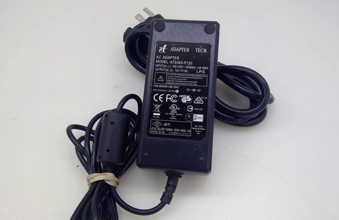 Adapter Tech ATS065-P120 12V 5A 60W AC DC Power Adapter 5.5mm x 2.1mm OEM