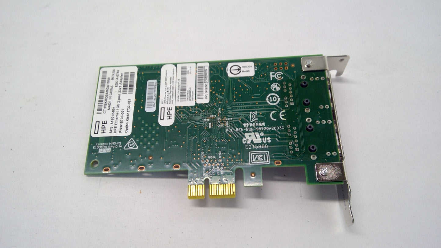 615732-B21 HP Ethernet 1Gb 2-port 332T Adapter 616012-001 615730-001