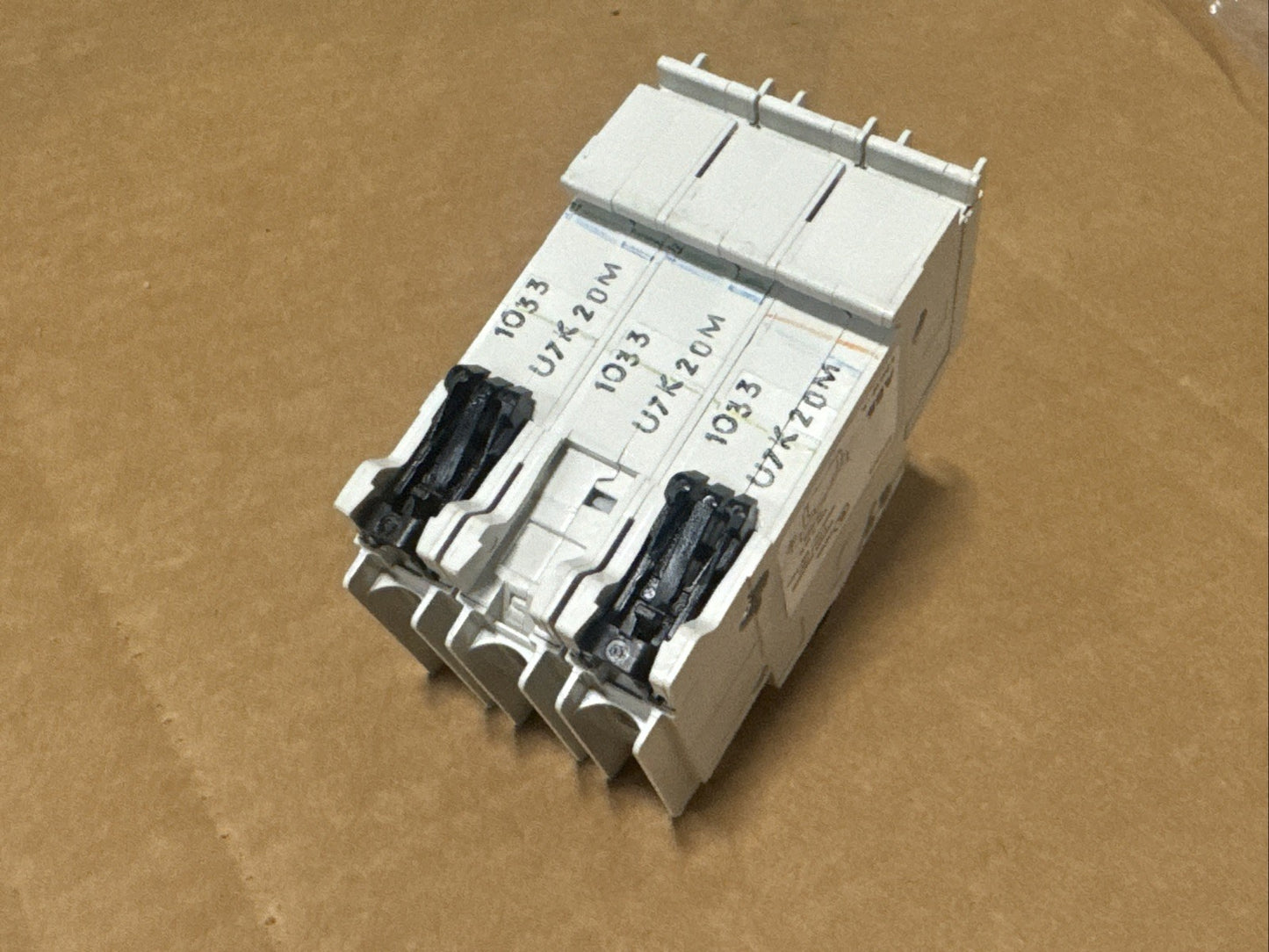 ABB S203U-K20A Circuit Breaker, 20 Amp, 240Vac, 3-Pole, UL489, DIN Rail Mount