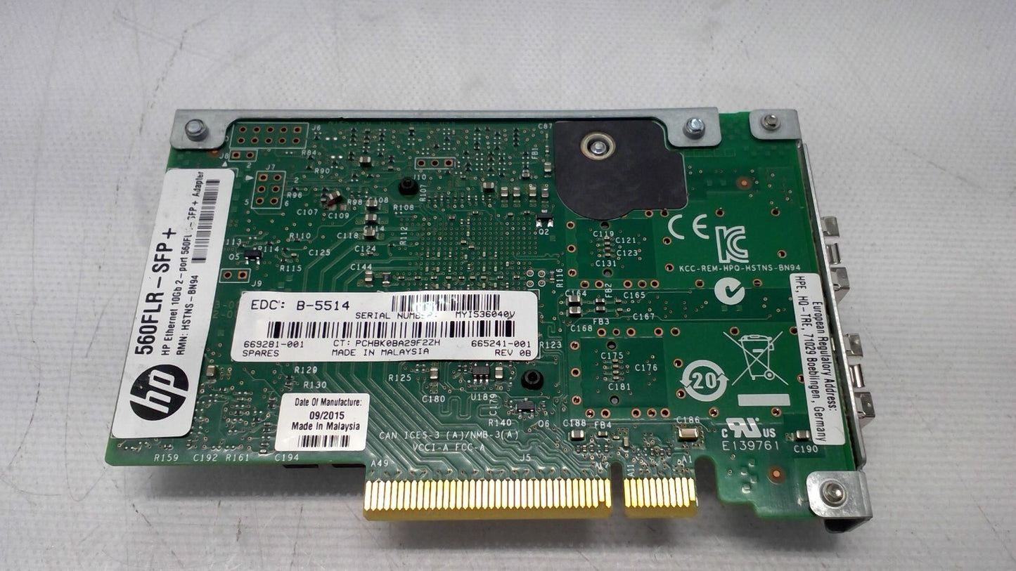 Lot of 5 669281-001 665241-001 HP ETHERNET 10GB 2-PORT 560FLR