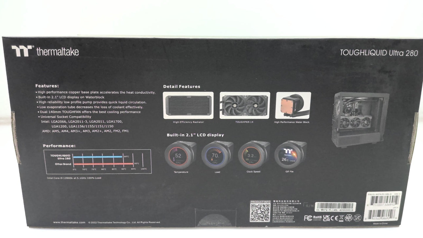 Thermaltake CL-W374-PL14BL-A TOUGHLIQUID Ultra 280 All-In-One Liquid Cooler