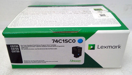 New Genuine Lexmark 74C1SC0 High Yield Cyan Toner Cartridge CS720 CS725 Series
