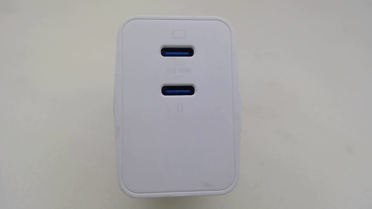 Insignia 70W Dual Port USB-C GaN Wall Charger for MacBook Pro Air NS-PW370C2W25