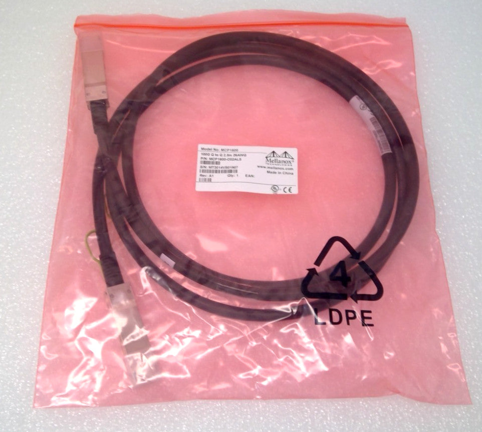 Nvidia Mellanox 100GbE QSFP 2.5m 26AWG Passive Copper Cable MCP1600-C02ALS(LSZH)