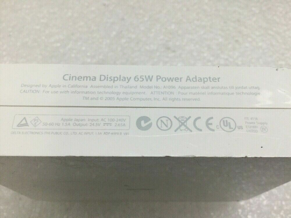 Original APPLE A1081 20" HD Cinema Display 65W Power Adapter Power Supply A1096