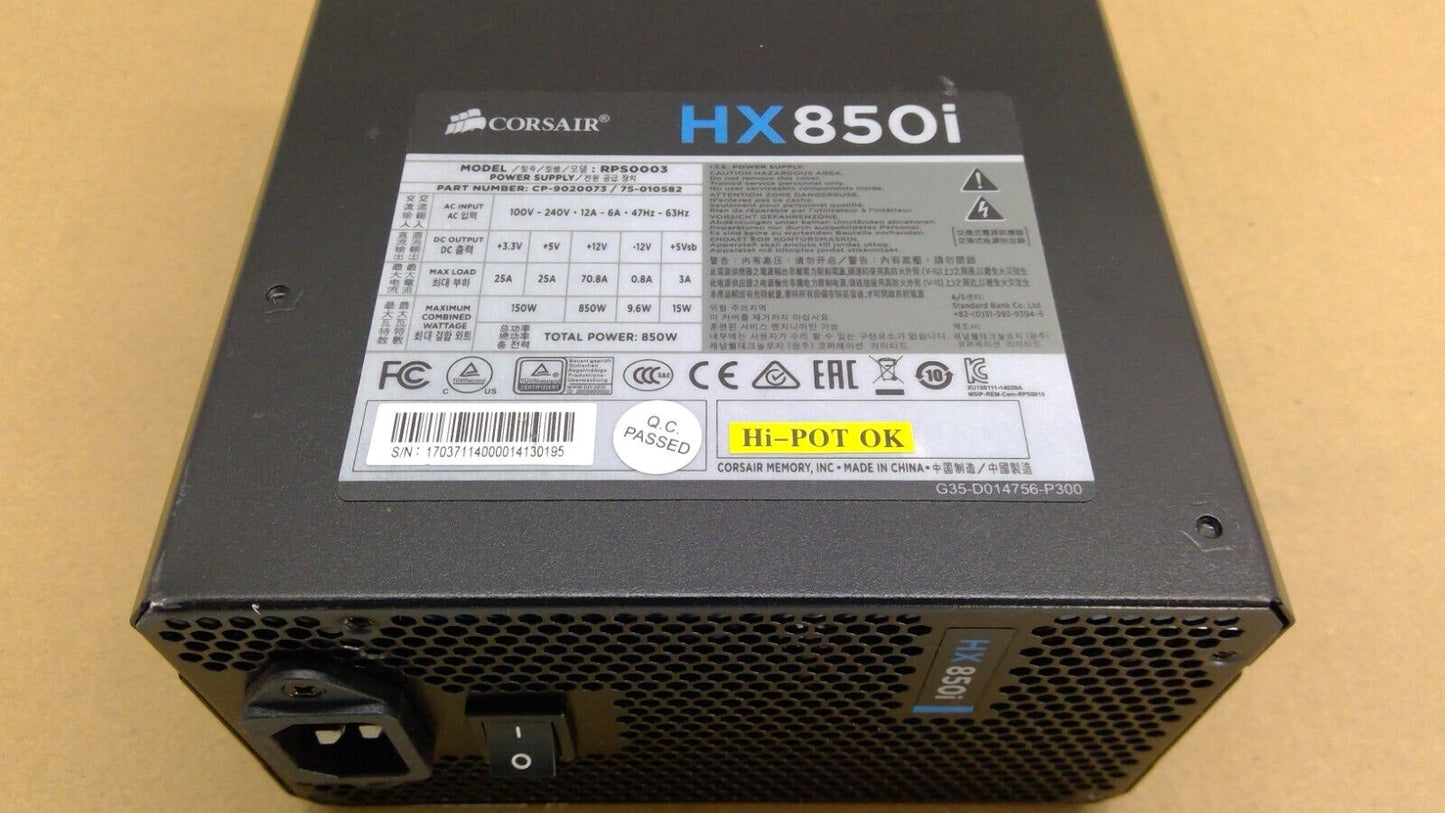 CORSAIR HX850i 850W ATX PSU Power Supply, Fully Modular RPS0003 CP-9020073