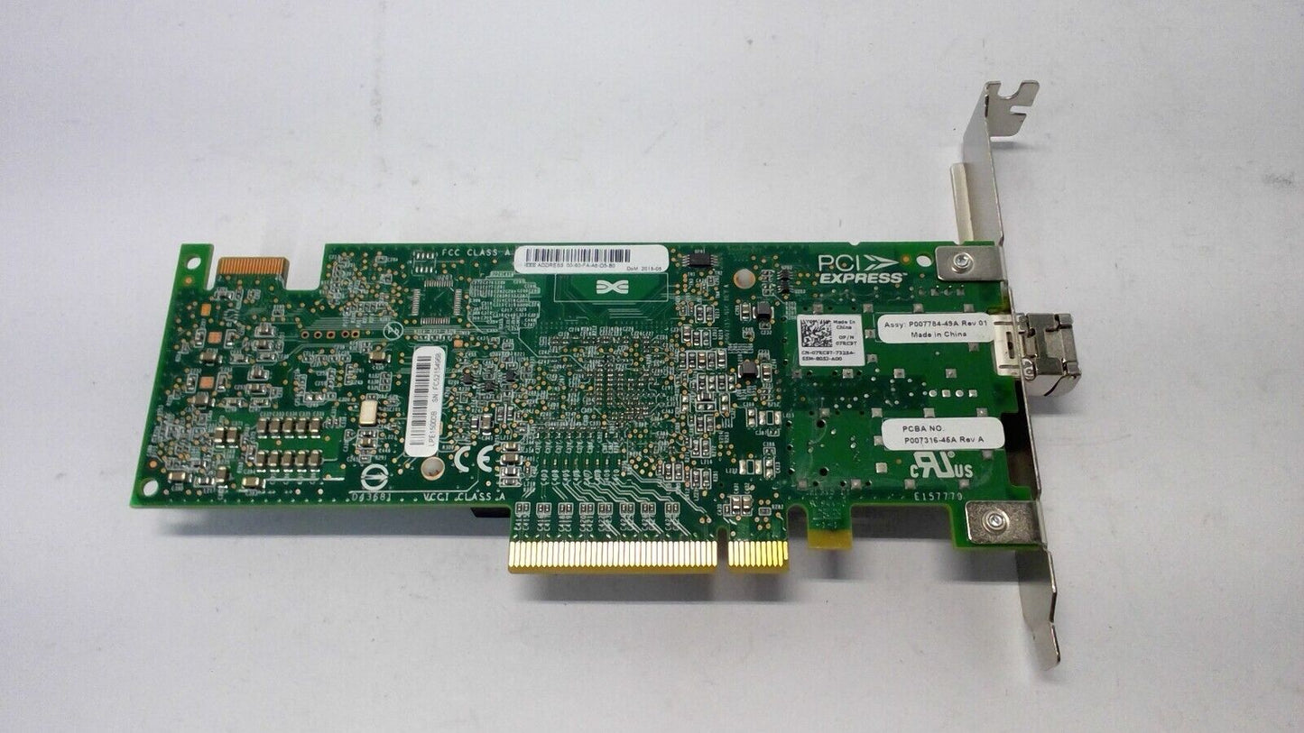 Dell Single Port 8Gb SFP PCI-E Fiber Channel Card 07RC9T w/FTLF8528P3BNV-EM