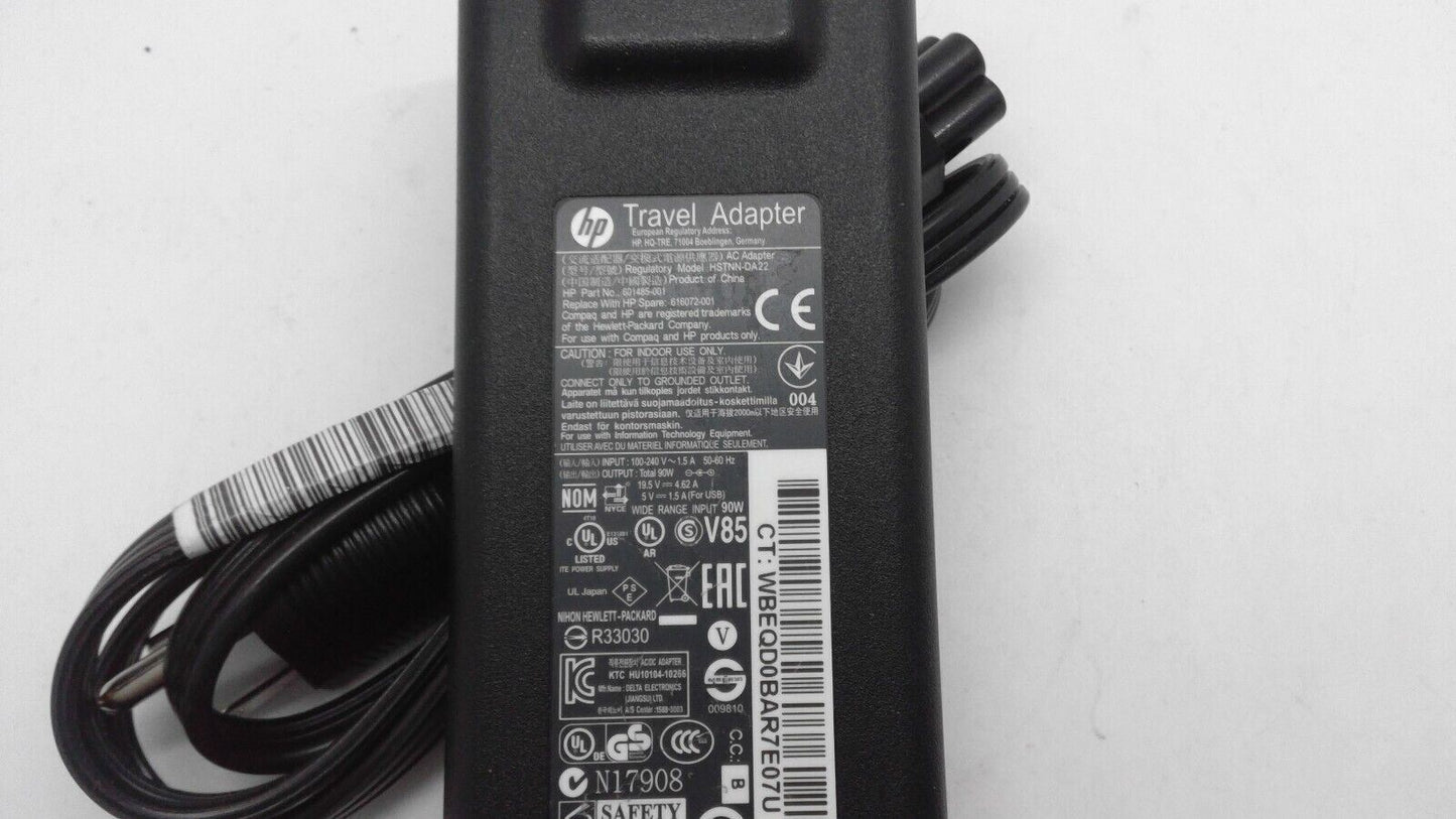 Genuine HP 90W 19.5V 4.62A HSTNN-DA22 Traval  AC Power Adapter with blue tip