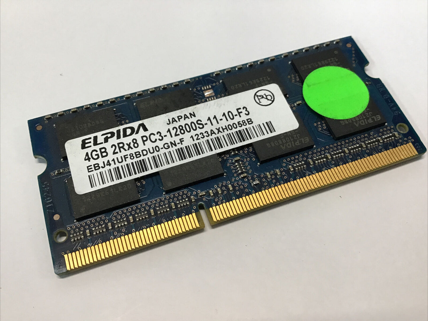 Elpida 4GB 2Rx8 DDR3-1600 PC3-12800 SODIMM Laptop Memory EBJ41UF8BDU0-GN-F