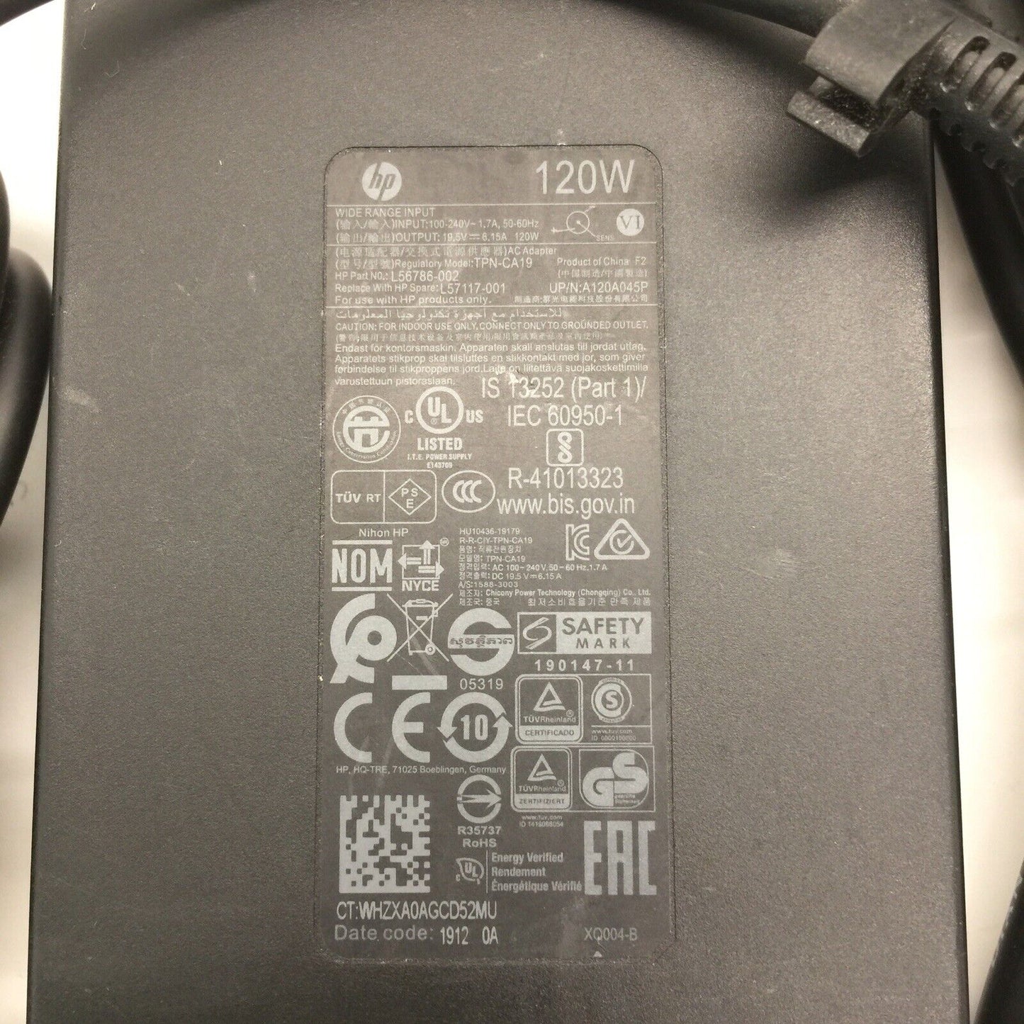 Genuine HP 120W 19.5V 6.15A Slim AC ADAPTER TPN-CA19