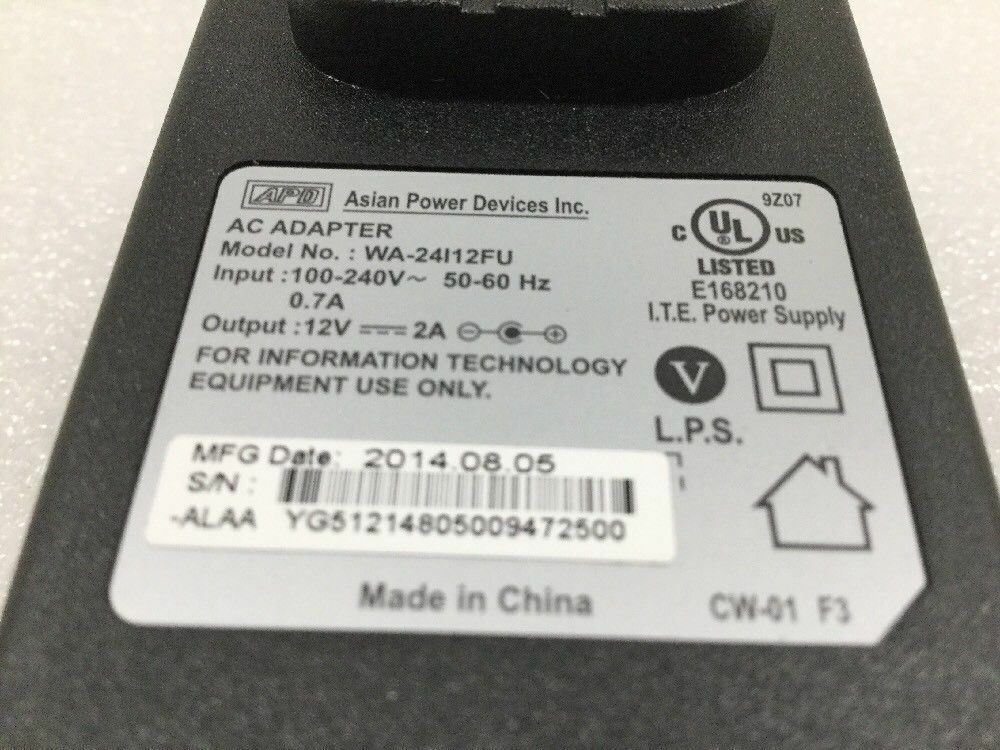 NEW 12V 2A  AC Adapter Wall Charger APD WA-24l12FU Power Supply