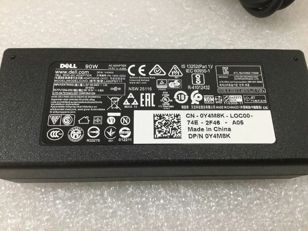 Genuine Dell 90W AC Adapter 19.5V 4.6A 0Y4M8K 0P0PT9 00W6KV 099H58 Latitude