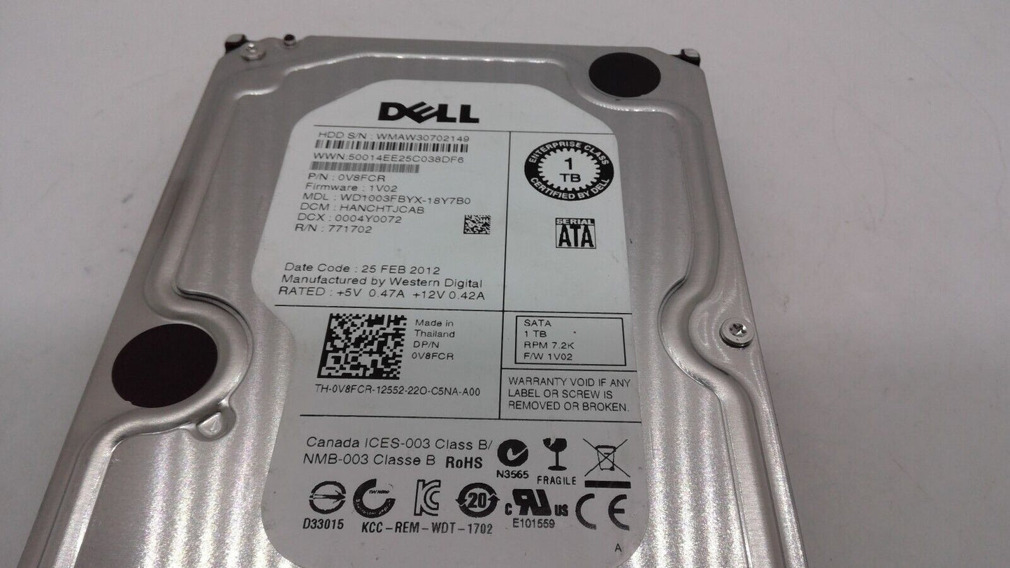 DELL 0V8FCR V8FCR Western Digital WD1003FBYX -18Y7B0 1TB SATA 3.5"