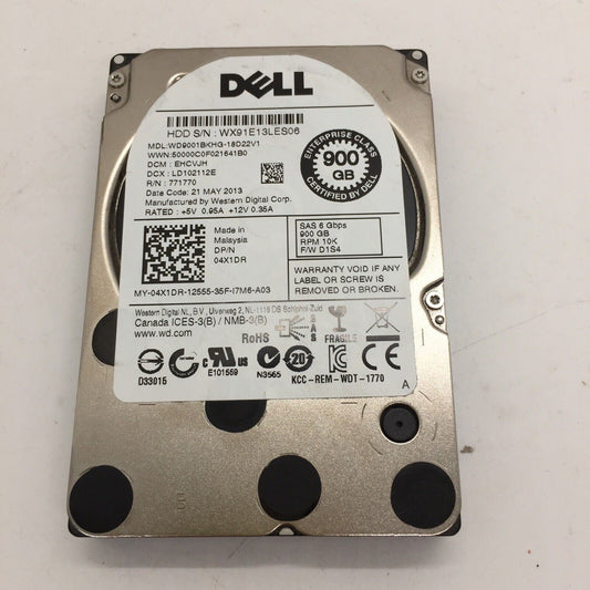 Dell ENTERPRISE 900GB HDD 6Gbs 10K SAS 2.5" Hard Drive 04X1DR 4X1DR