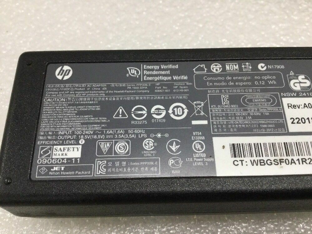 OEM HP 65W AC ADAPTER LAPTOP CHARGER 608421-001 708778-100 708778-100 239427-004