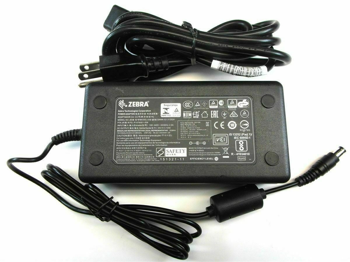 OEM Zebra SAWA-52-312524 24V 3.125A AC Adapter Power Supply Printers P1076001