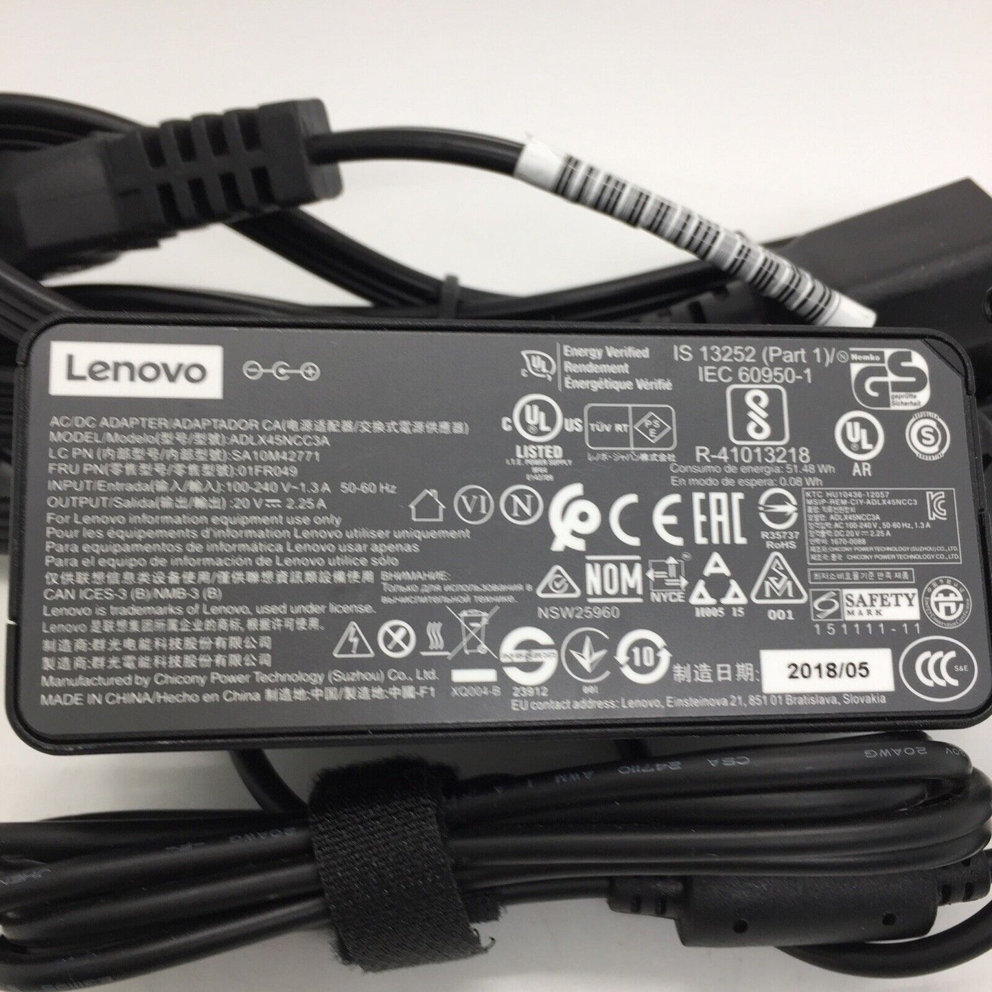 Genuine Lenovo AC Adapter 20V 2.25A 45W ADLX45NCC3A SA10M42771 01FR049