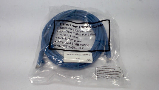 NEW Cat 5e Ethernet Patch Cable RJ45 Internet Cable BLUE - 10 feet