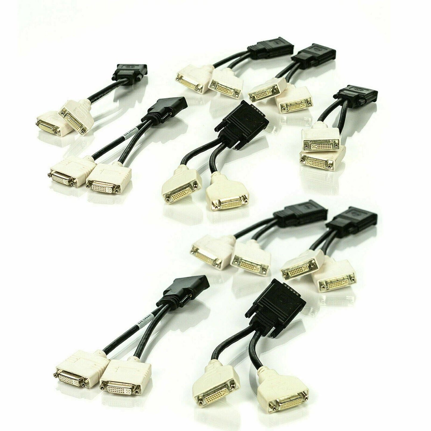 Lot of (10) Assorted DMS-59 Male to Dual DVI-I Female Y Splitter Cable Adapter