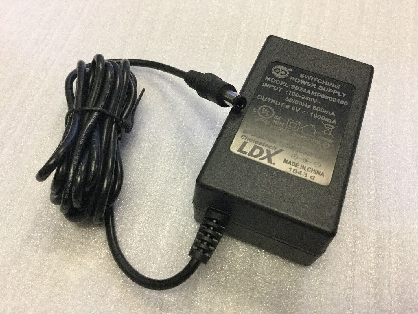 Original Cholestech LDX Analyzer AC/DC Power Adapter 9V @ 1000mA, 5.5mm X 2.1mm