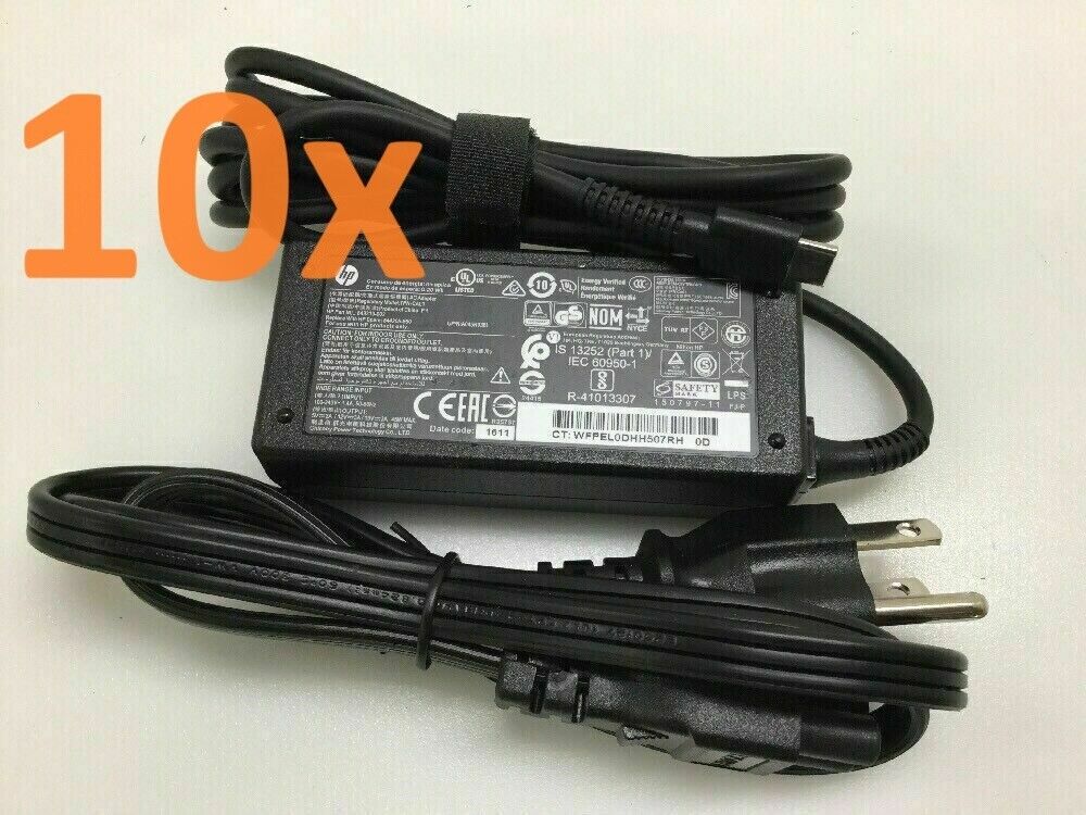 Lot of 10 - OEM HP 45W USB-C AC Adapter for HP Elite X2 G1 G2 Chromebook 11 X360