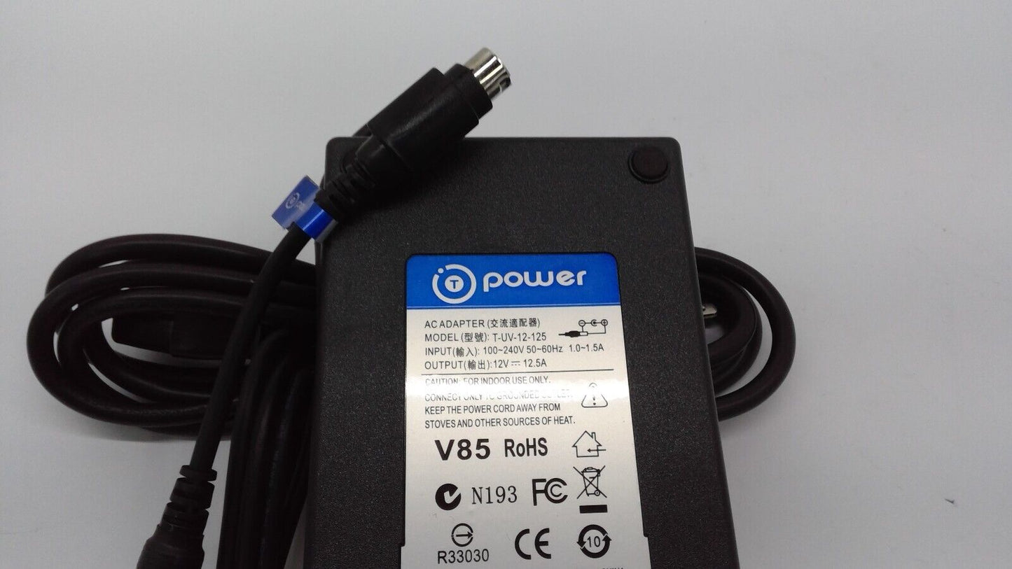 T Power AC Adapter Model T-UV-12-125 12V 12.5A 4PIN