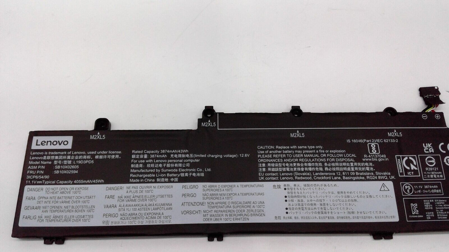 Genuine L19D3PD5 Battery Lenovo ThinkPad E14 E15 2nd L19D3PD5 L19M3PD5 L19L3PD5