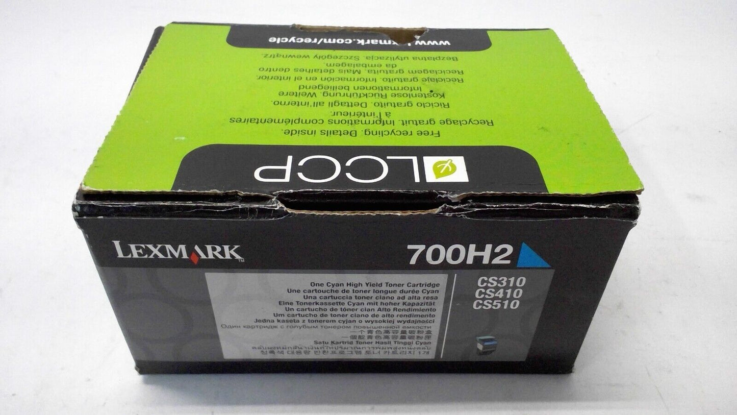 GENUINE LEXMARK HI-YIELD CYAN TONER CARTRIDGE 70C0H20 CS310 CS410 CS510 700H2