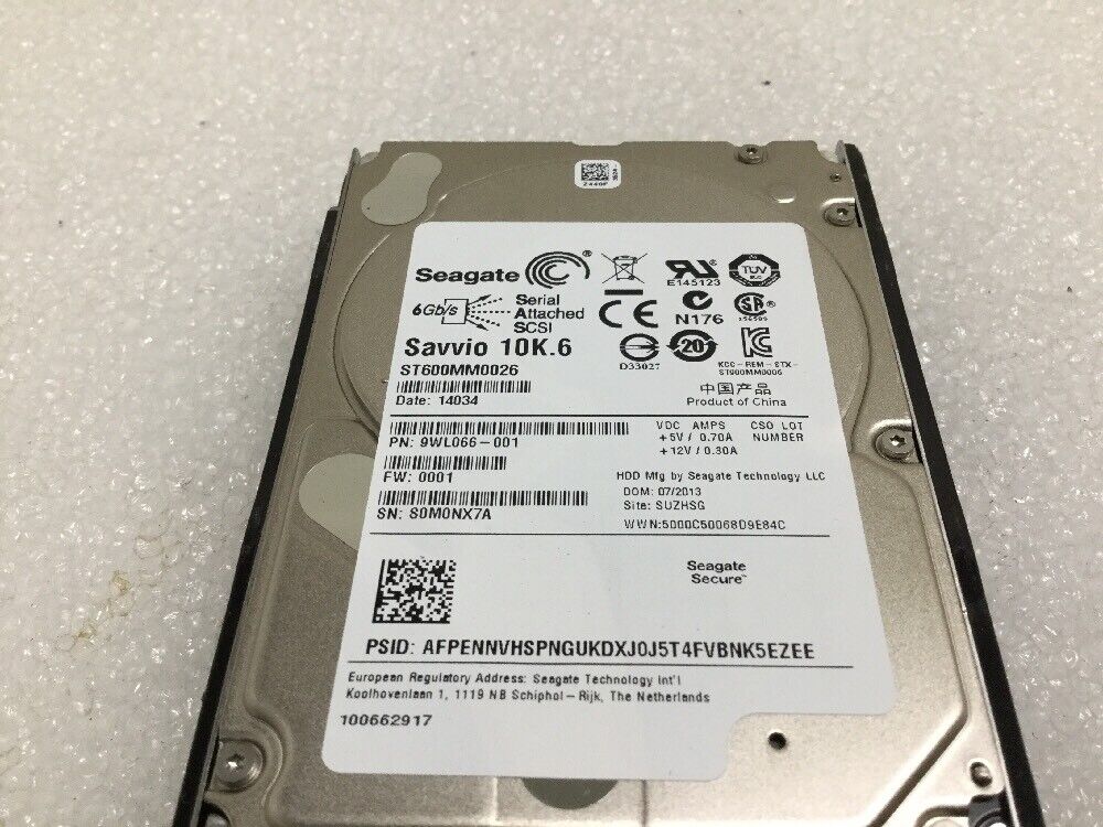 SEAGATE 600GB HDD 10K 2.5 SAS 6Gb/s HARD DRIVE ST600MM0026 w/ Caddy Server