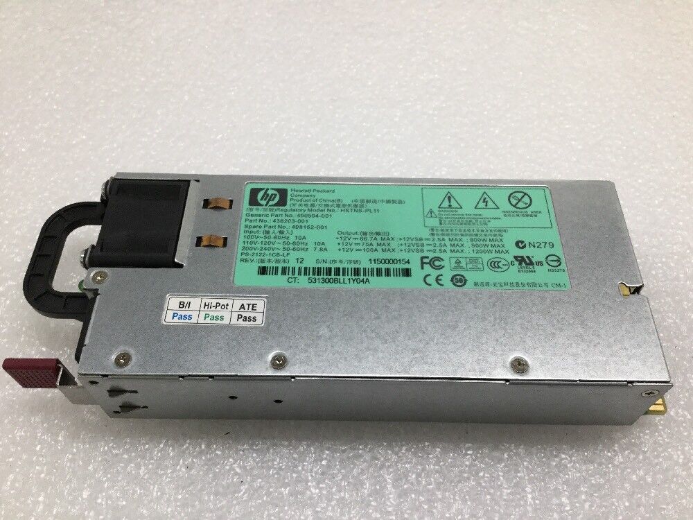 HP 1200W Power Supply Server 490594-001 438203-001 498152-001 HSTNS-PL11 - Read