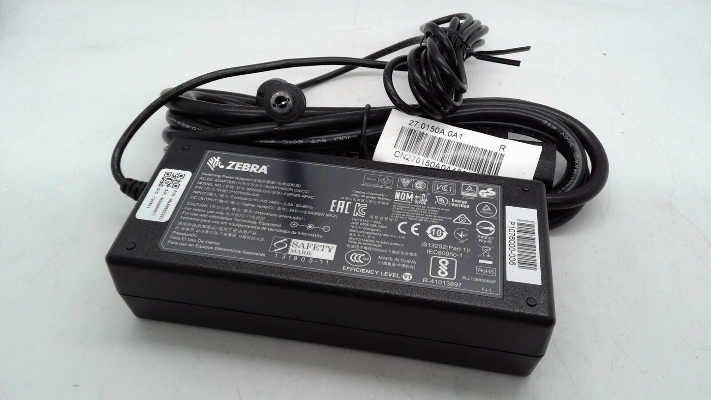 Genuine Zebra 60W 24V 2.5A AC Power Adapter Charger FSP060-RPAC P1076000-006